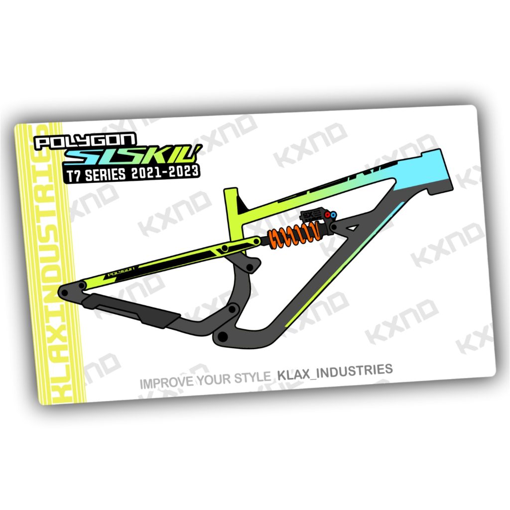 Decal Frame polygon SISKIU T7 CUSTOM 2021 2023 KLAX INDUSTRIES Stiker Sepeda