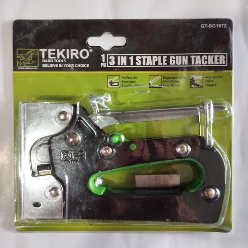 

TEKIRO Hekter tembak/Staple gun tacker 3 fungsi (3 in 1)(LURUS, PETAK,U) GT-SG1672