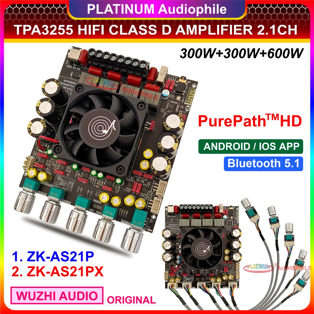 TPA3255 Amplifier Class D 2.1CH 2x 300W + 600W Bluetooth Stereo + Subwoofer Original ZK-AS21P AS21PX