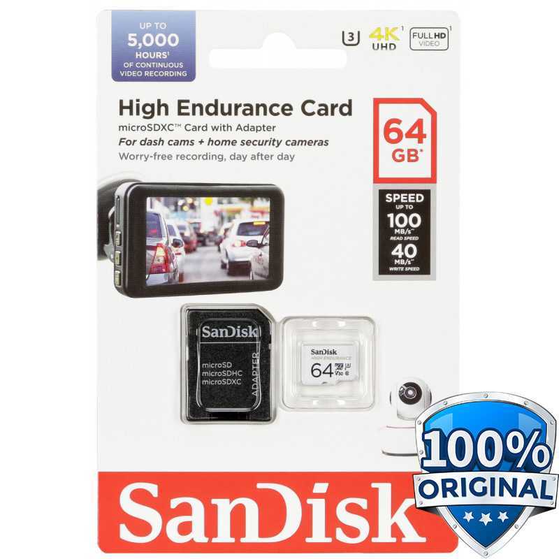 Memory Card Micro Sd SANDISK High Endurance 64 GB With Adapter 64GB CCTV