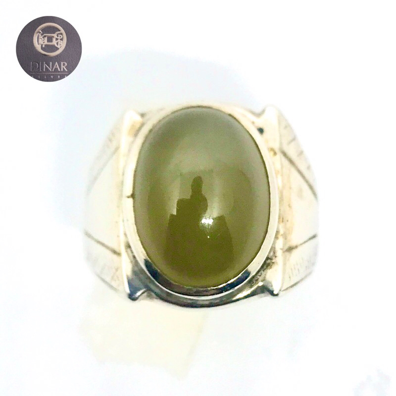 Cincin Laki Perak Silver 925 Batu Ijo Garut Asli Alam Natural bening bersih
