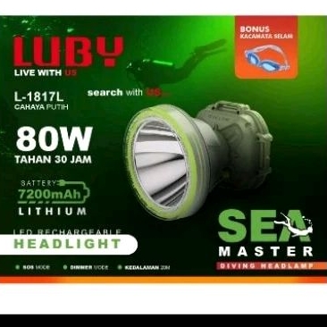 senter kepala selam luby L1817L L 1817L L1817 80 watt 80w cahaya putih