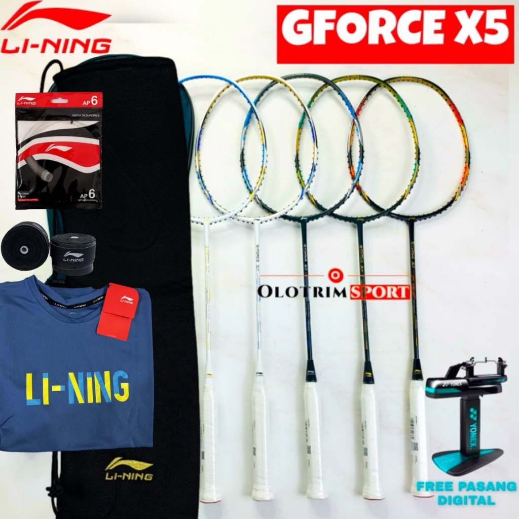 Raket Badminton LINING GFORCE X5 79gr 82gr 4u 5u G Force X 5 100% ORIGINAL LINING
