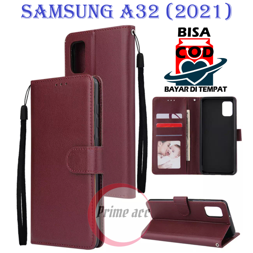flip case wallet SAMSUNG A32 2021 cover premium  casing dompet handphone