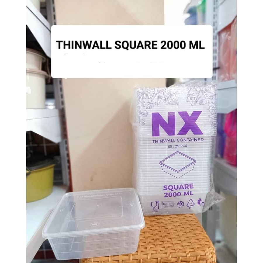 Thinwall rectangle 2000ml kotak makan plastik