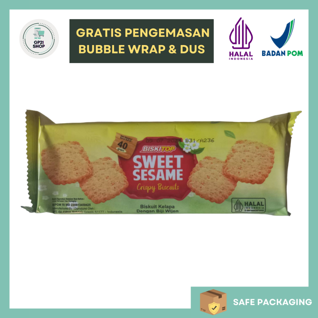 

Biskitop Sweet Sesame Crispy Biscuits 40g - Biskuit Kelapa Biji Wijen Snack Cemilan Murah Enak