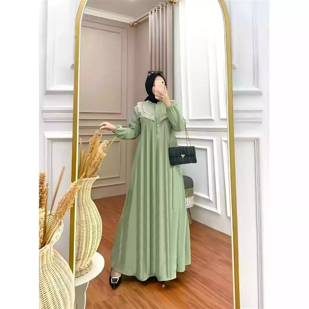 GAMIS RENDA BAHAN CRINKLE PREMIUM - DRESS MUSLIM - BAJU MUSLIM TERBARU
