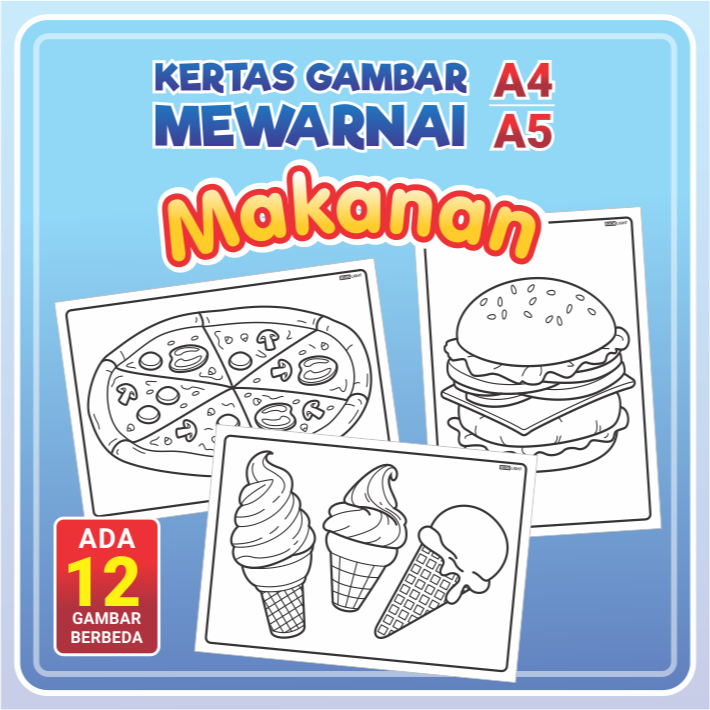 

Kertas Mewarnai A4 / A5 - MAKANAN / Coloring Sheet Anak PAUD TK Edukatif
