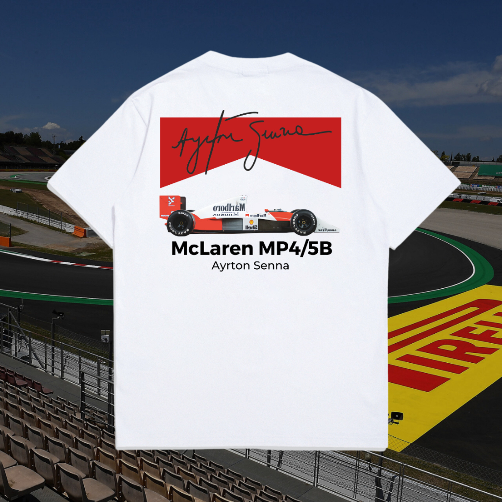 McLaren MP4/5B Ayrton senna Tshirt Broken White 24s