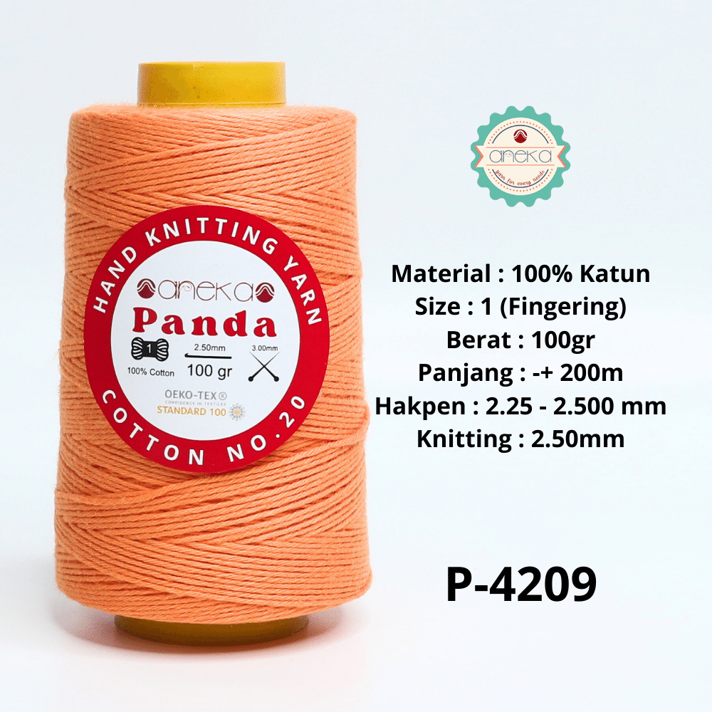 ANEKA - Benang Rajut Katun Panda / Cotton Yarn - 4209 (Oranye)
