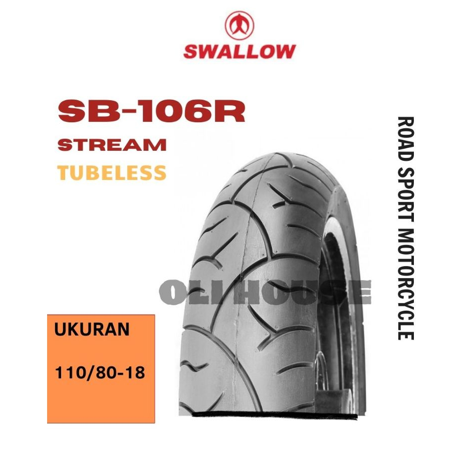 Ban Motor Swallow SB-106 Storm Ukuran 110/80 Ring 18 Tubeless Medium Compound