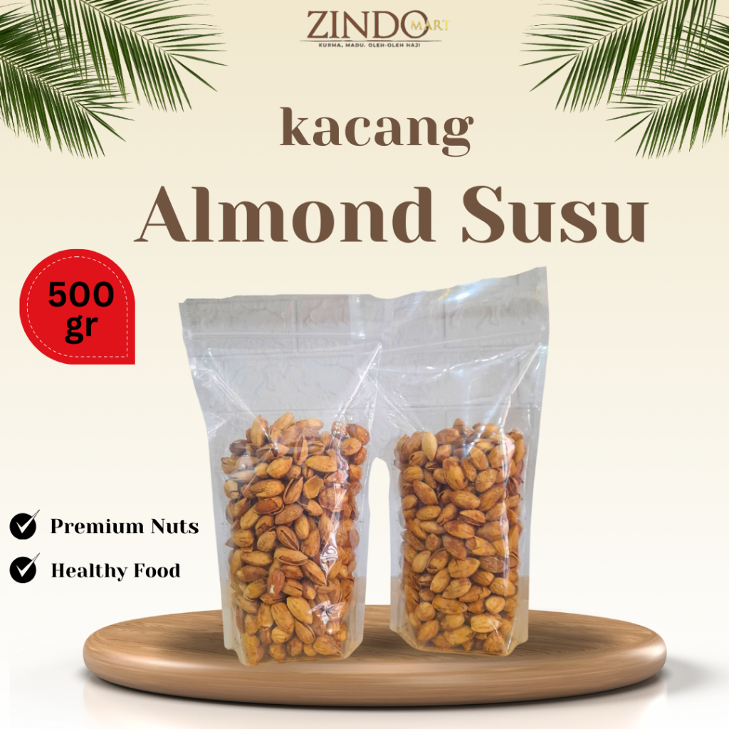 

KACANG ALMOND CANGKANG RASA SUSU 500GR / CEMILAN OLEH2 HAJI DAN UMROH