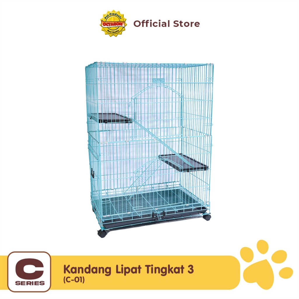 OCTAGON Kandang Kucing Tingkat 3 | Kandang Lantai 3