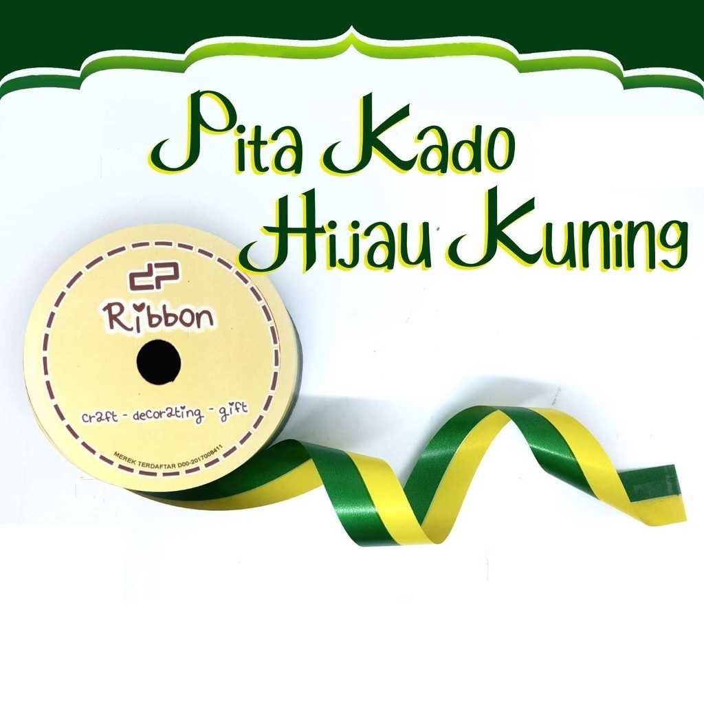 

Pita Kado HIJAU - KUNING 2.5cm Ribbon 25mm x 14m Idul Fitri 1" Lebaran Idul Fitri Puasa 2.5cm