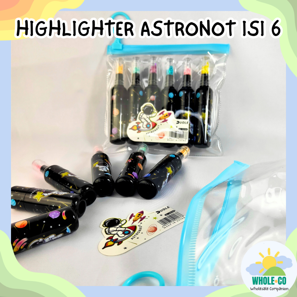 

Highlighter Atronot Space Luar Angkasa 1 Set isi 6 Pcs Colorful Lucu, Unik, Imut Termurah Grosir COD