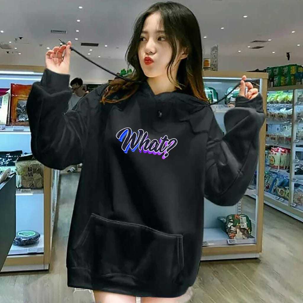 CUCI GUDANG Sweater Hoodie What Remaja Dewasa Unisex Keren Fleece Tebal