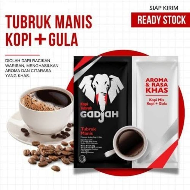 

[1RENCENG] Kopi Tubruk Gadjah + Gula 10 Sachet