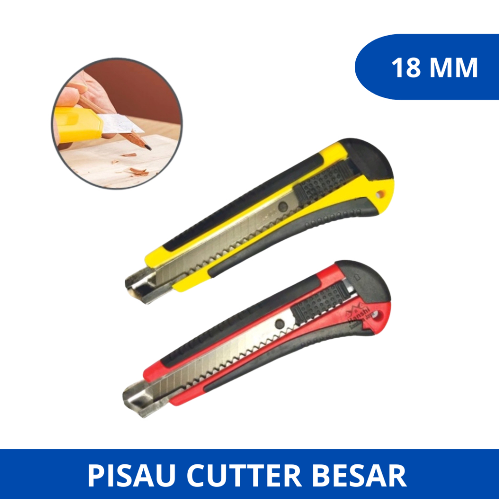 

PISAU CUTTER STAINLESS STEEL / CUTTER BESAR 18MM HANDLE KARET / KATER KARTER 18MM