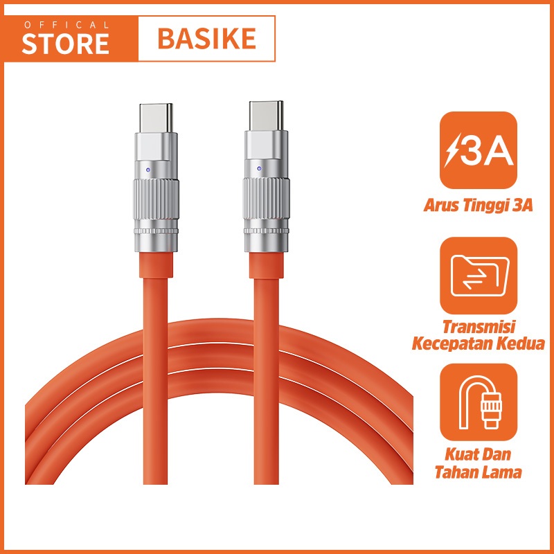 (HOT)BASIKE Kabel Data Type C to Type C Fast Charging 100W Samsung Xiaomi OPPO iPhone Mobile Cables