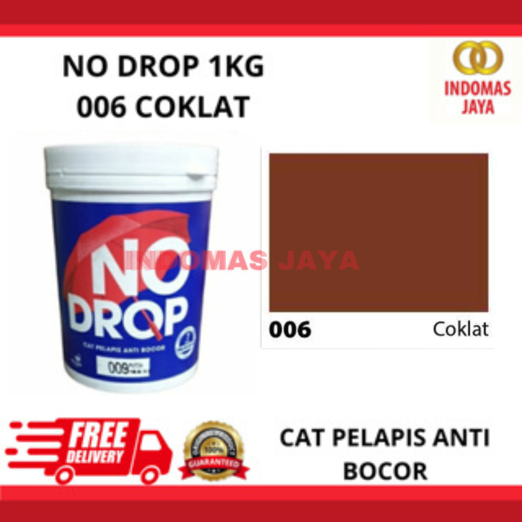 CAT ANTI BOCOR KEDAP AIR WATERPROOFING 1KG 1 KG coklat 006 NODROP / NO DROP 1KG GALONAN COKLAT