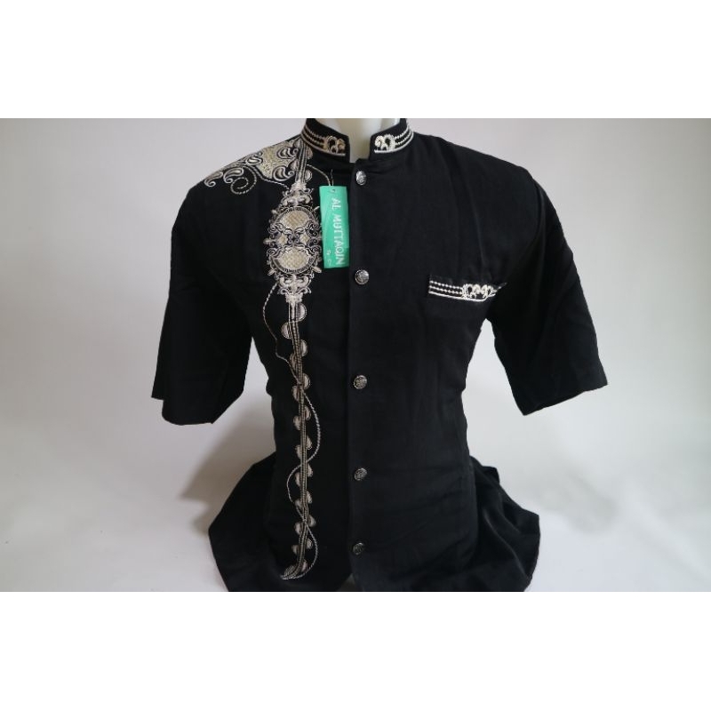 Baju Koko Muslim Murah Lengan Pendek Dewasa Pria Jasko Jas Koko Hitam Al Muttaqin Tanah Abang SKH123