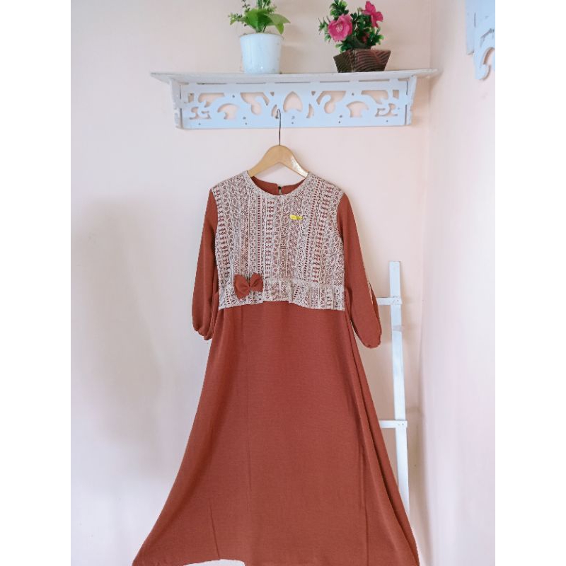 gamis anak brukat / gamis anak kombinasi brukat