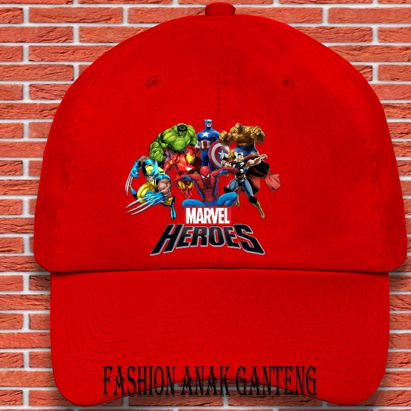 topi anak  laki laki perempuan topi gambar marvel heroes hulk topi ironman topi spiderman