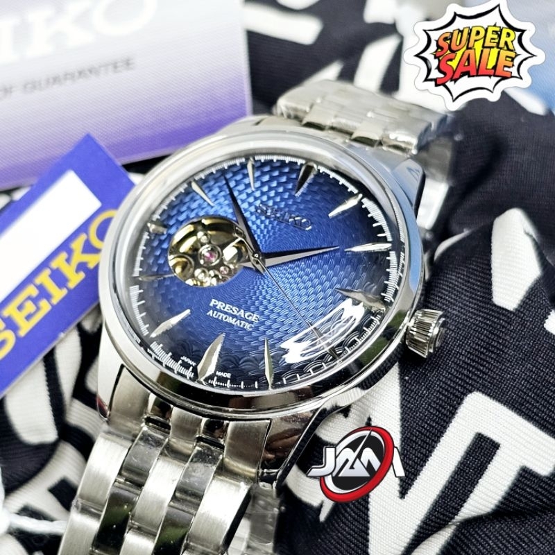 Seiko Presage Skeleton Blue Dial Automatic Original Jam Tangan Pria
