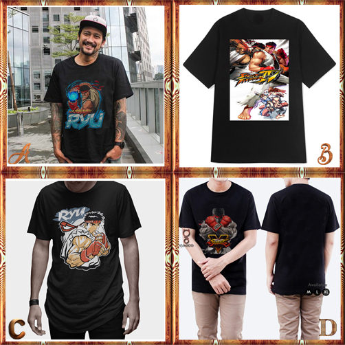 Kaos Vintage Street Fighter Ryu Tshirt 100% Cotton