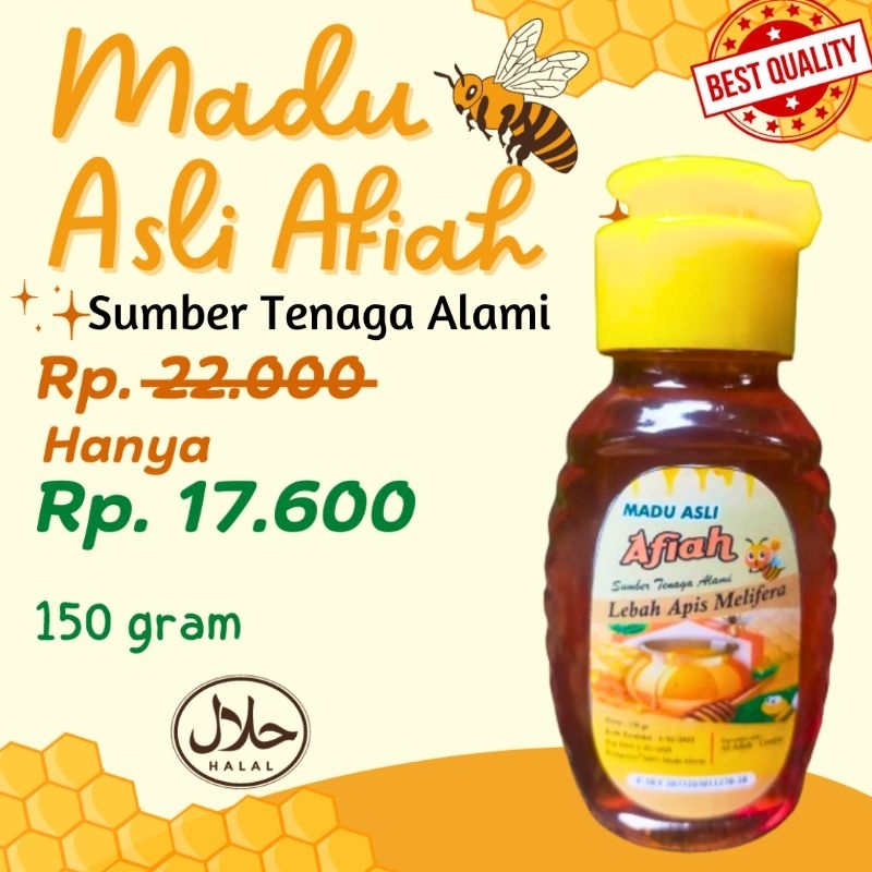 

Madu Asli Multiflora Afiah 100% Murni Raw Honey 150 gr