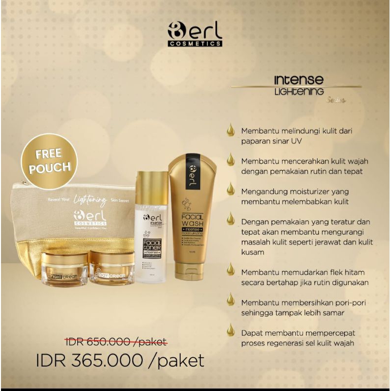 COD B ERL Intense Lightening Series Terlaris glowing , cream pencerah kulit wajah bpom dan halal