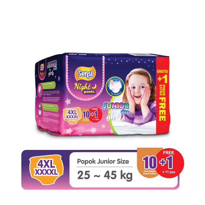 SENSI NIGHT PANTS GIRLS 4XL10 - Popok Junior
