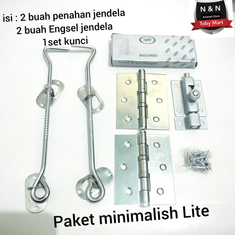 Fullset - Engsel Jendela 3Inci Hpp - Penahan Jendela Kait Jendela -Kunci Slot Grendel Jendela