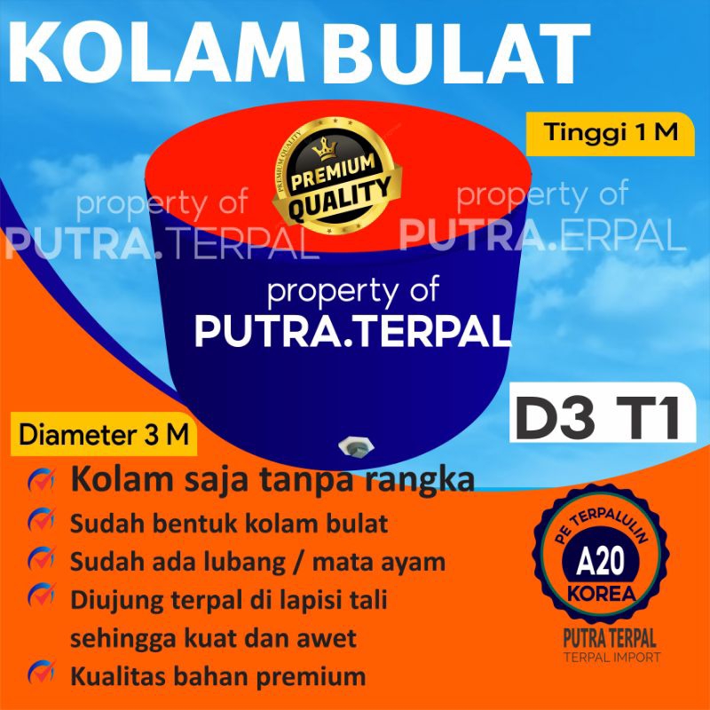 Terpal Kolam Terpal Ikan Kotak A20 D3 T1 Kolam Terpal Bulat D3 T1 Terpal Kolam Bulat D3 T1 Kolam Ter