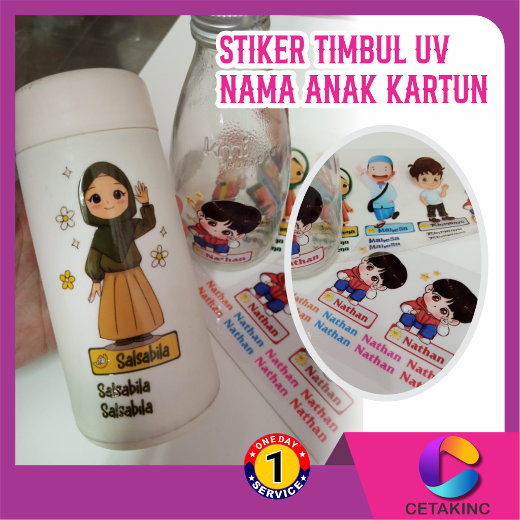 

Cetakinc - Sticker Timbul Nama Anak Karakter Kartun UV DTF