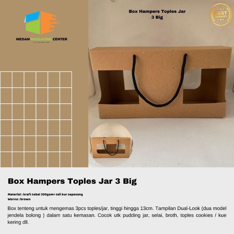 

Box Toples Jar 3 Big/ Box Hampers Toples / Box Hampers souvenir / Gift box / Box Lebaran / Kardus