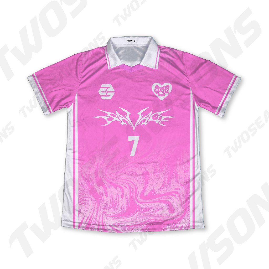 Baju Kaos Tshirt Jersey Vintage Kpop Edition AESPA Savage My Aesthetic Pink Art 2 Full Printing