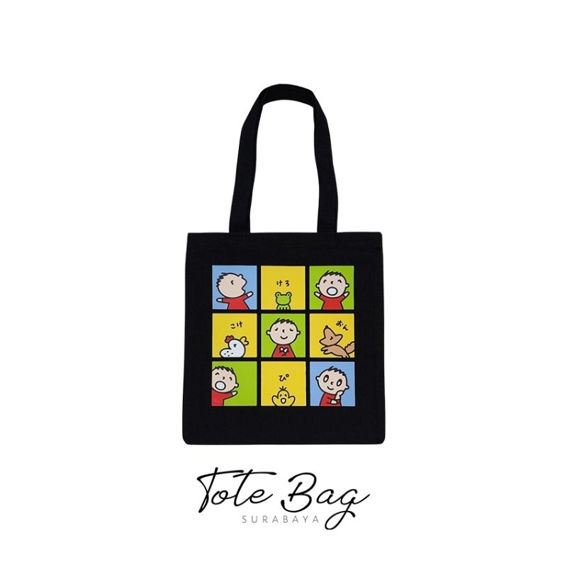 Custom Tote Bag Hitam Kanvas Twill / American Drill