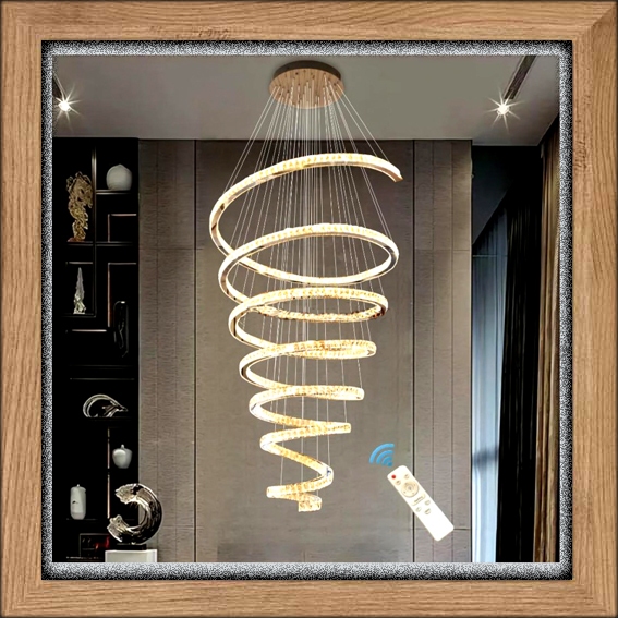 Lampu hias Gantung void premium MODERN SPIRAL original CRYSTAL LED 3 warna pendant minimalis elegan 