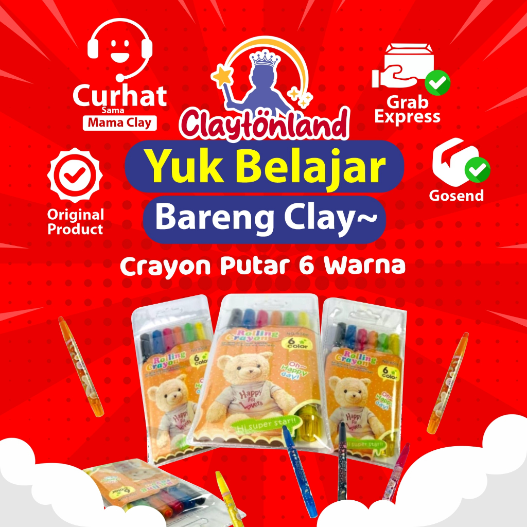 

Crayon Putar / Krayon Putar / Oil Pastel / Twist Crayon / Krayon Saku / Crayon Putar 6 Warna Murah