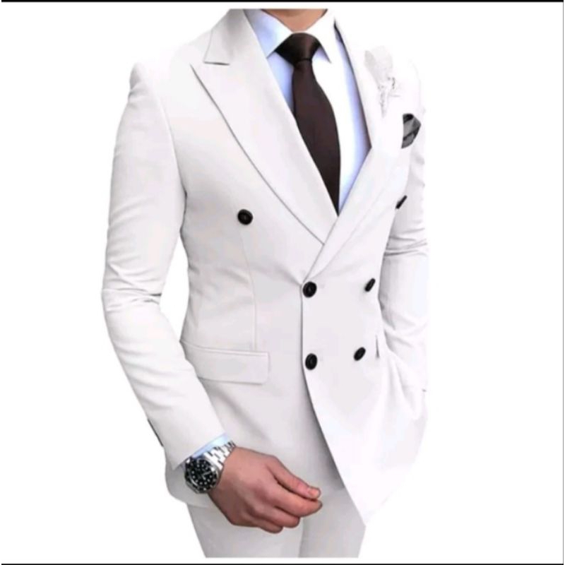 Blazer pria kancing 6, jas pria keren,Jas pria murah, jas pria warna putih, hitam, ungu