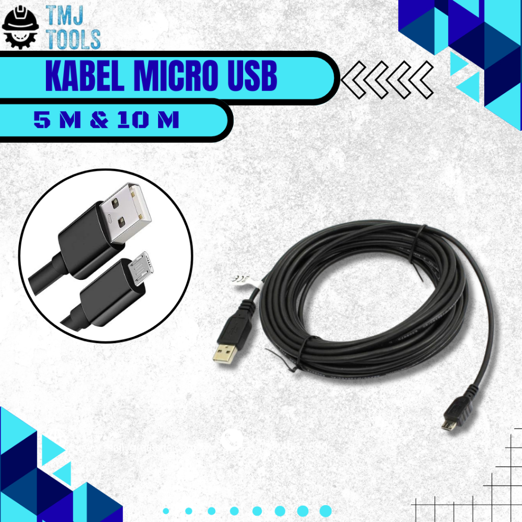 Kabel Micro USB Panjang 5 / 10 Meter Cable Power Charger IP Camera CCTV 5M-10M HP Handphone Smartpho