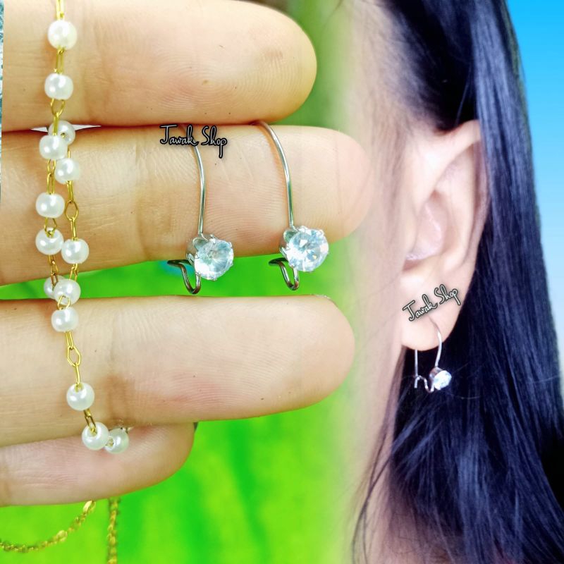 ANTING DESI ANTING WANITA TITANIUM PUTIH D555