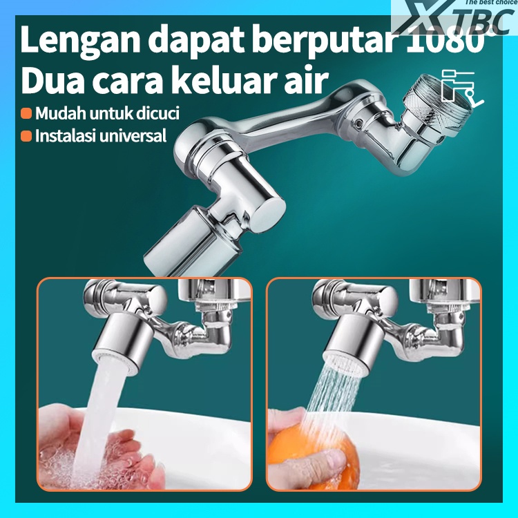 XTBC Keran Air Universal Multifungsi, Perpanjangan Wastafel Putar 360° Anti Percikan, Tahan Air, Ker