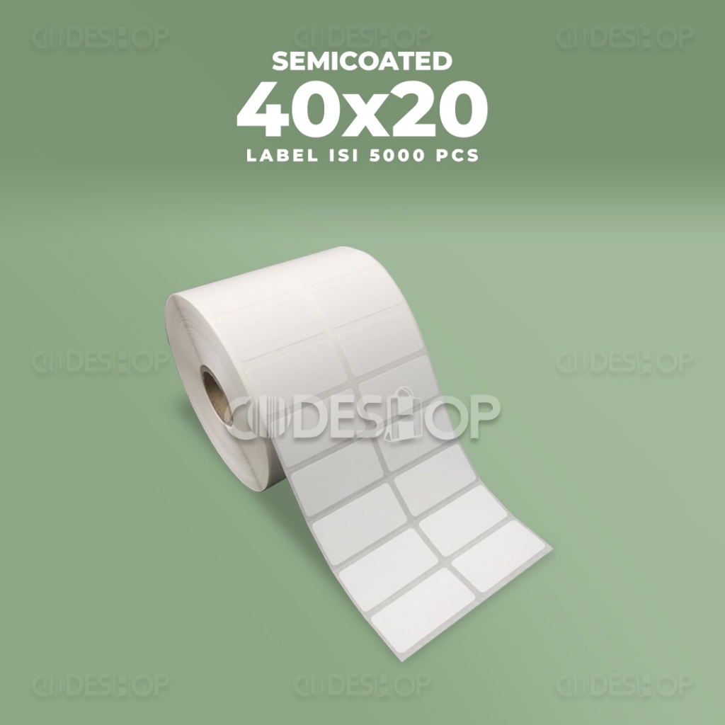 

Stiker Label Semicoated 40x20mm 2 Line isi 5000 Pcs Core 1" Perforasi