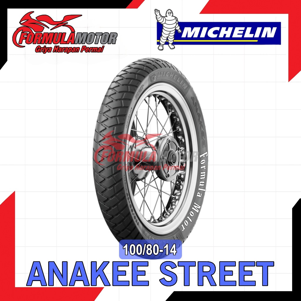 100/80-14 Michelin Anakee Street Ring 14 Tubeless (Dual Purpose) Ban Belakang Motor Vario-150, Beat Upsize Tubles (SUPER PREMIUM TYRE)