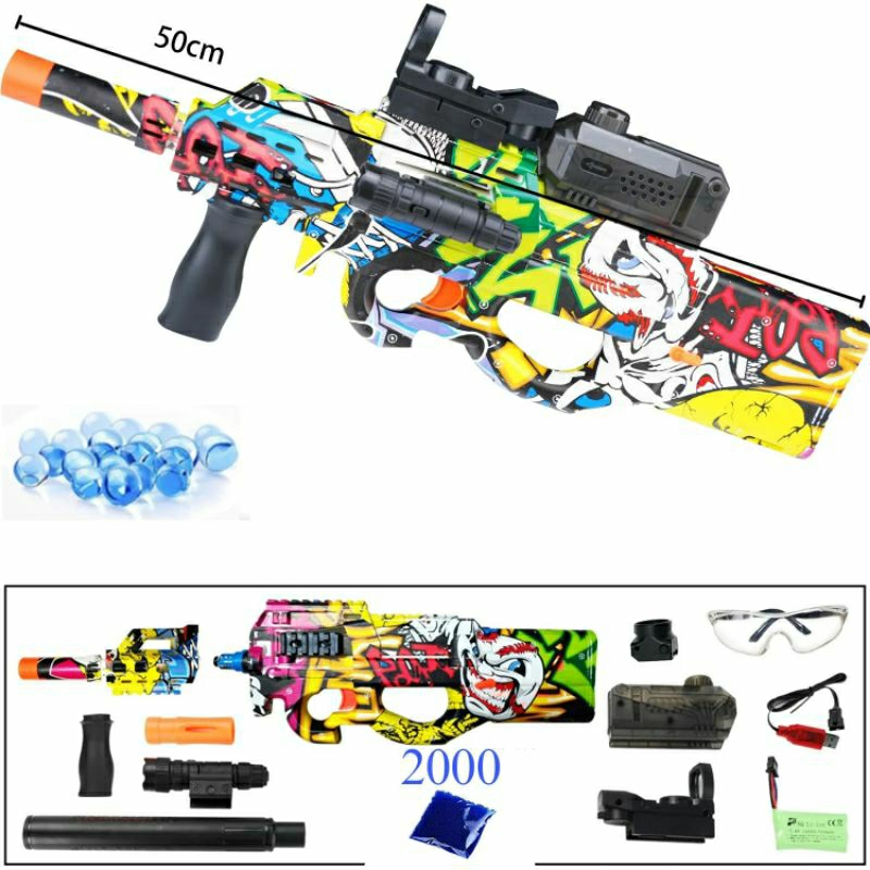 Mainan DiyP90 Water Gel Blaster Gun Manual Dan Auto Mode Best Quality Mainan Anak Luar Ruangan Batra