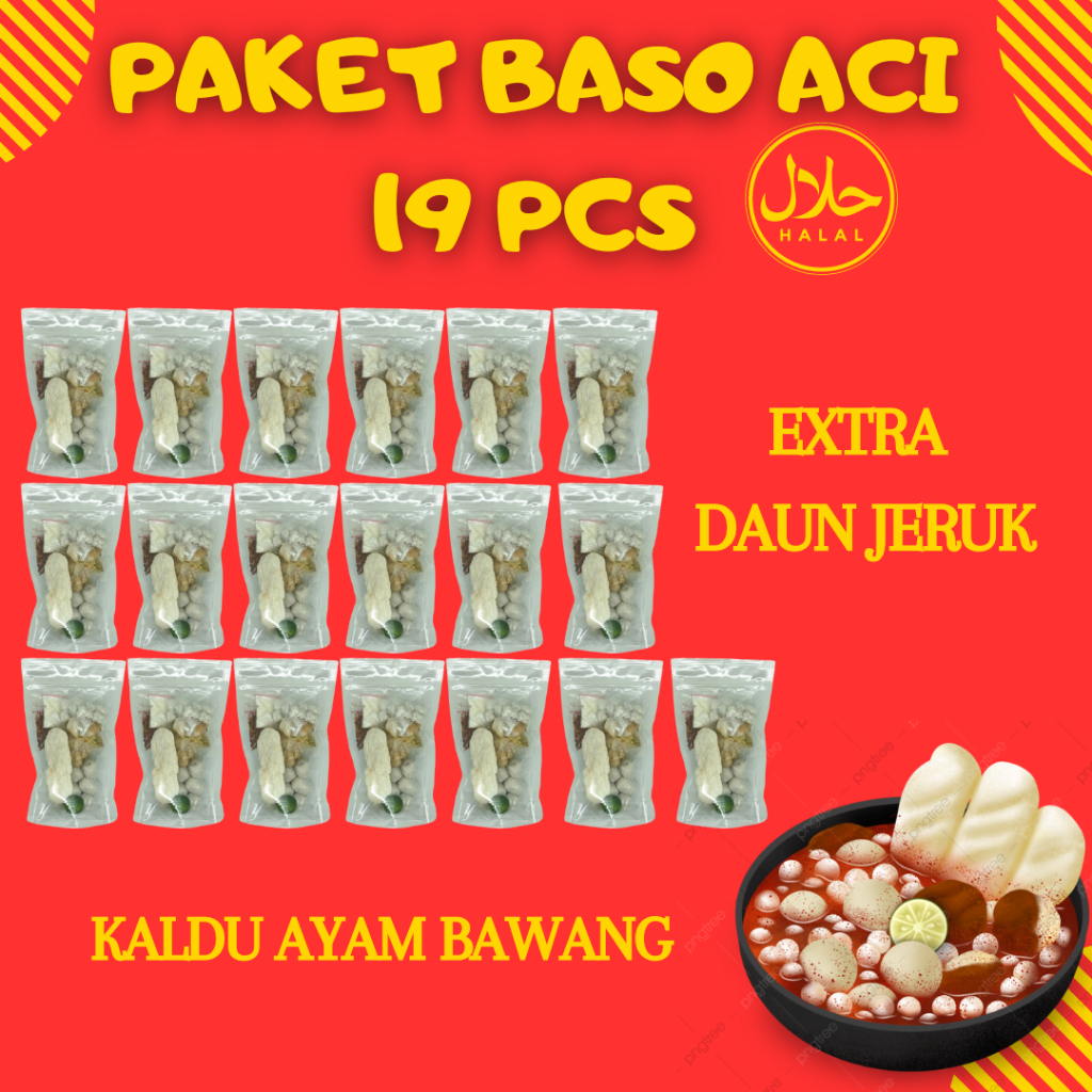 

BASO ACI PAKET 19 BUNGKUS MURAH ORIGINAL Bandung Kaldu Ayam Bawang Spesial Pedas Gurih Nikmat