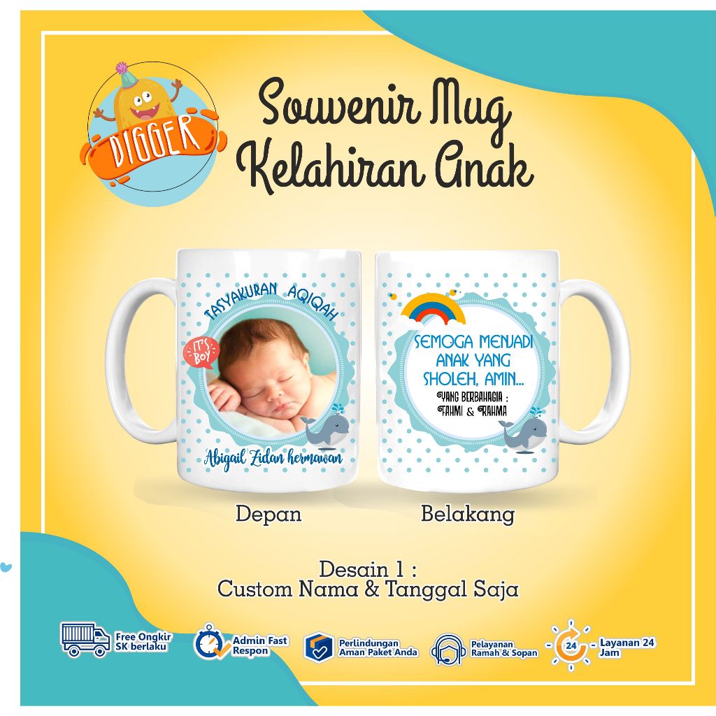 Souvenir Mug Kelahiran Souvenir Mug Aqiqah Mug Custom Murah