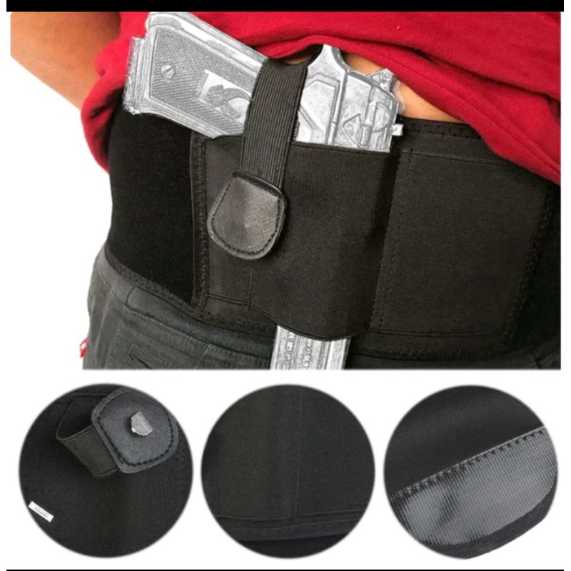 Korset Pistol Tactical / Sarung Pistol Pinggang Elastis / Holster Karet Dalam Baju